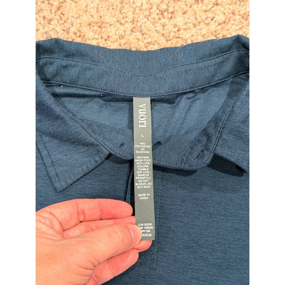 Vuori Mens Short Sleeve Polo Shirt Teal Heathered Older Vuori Logo Casual Size L - Picture 5 of 10